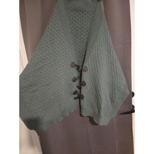 Evergreen Enterprise Teal Knitted Cardigan Poncho Duster Toggle Closure One Size